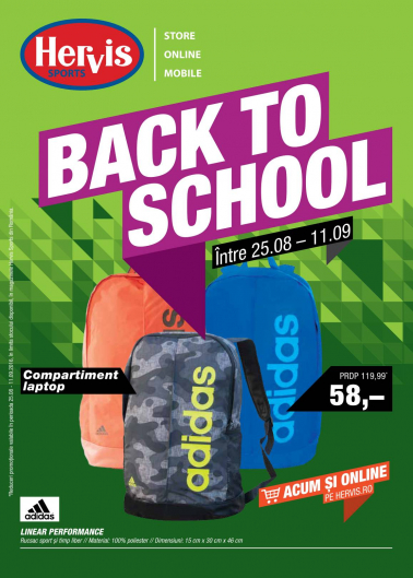 Catalog HERVIS SPORT – Back to school ! 25 August 2016 – 11 Septembrie 2016